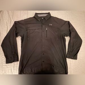 Under Armour Coach's Motivator Shirt Mens 2XL Black Button Up Long Sleeve